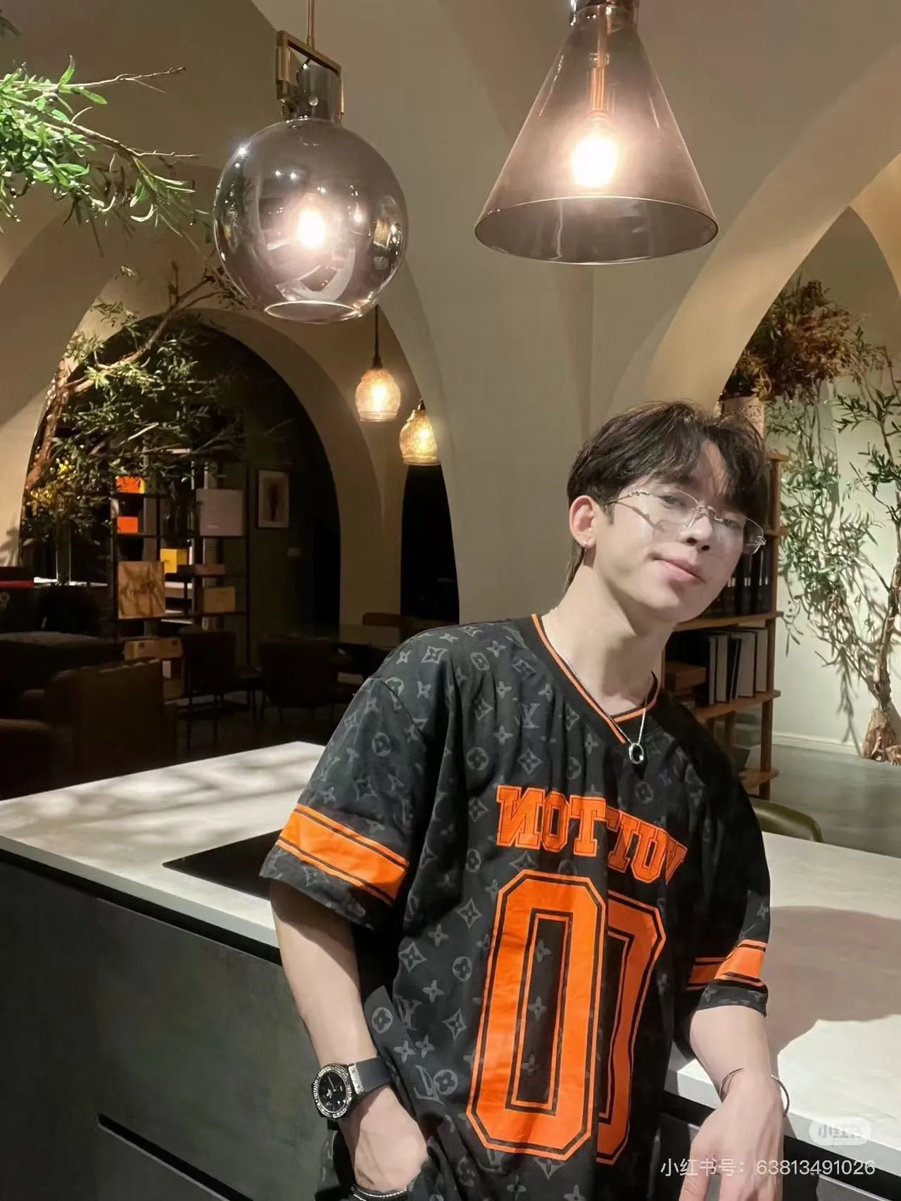 Louis Vuitton/Louis Vuitton 25ss No. 00 Orange letter print short sleeves